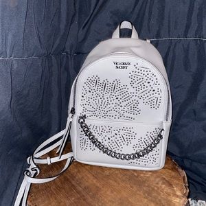 Victoria’s Secret gray mini backpack with chains ⛓